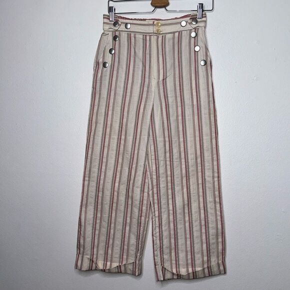 Lemlem by Liya Kebede Linen Striped High Rise Pants Size Small - Picture 1 of 7